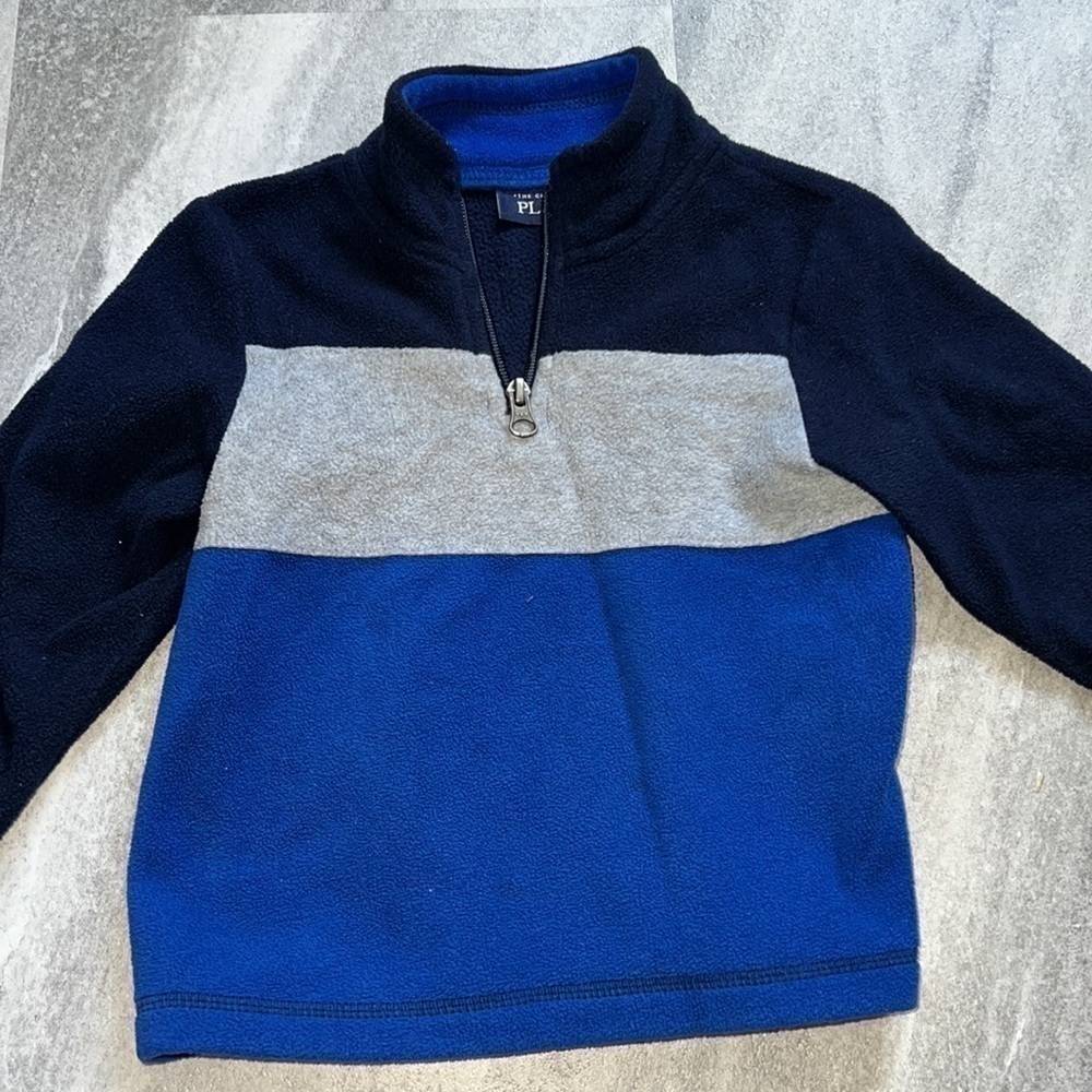 Grey & blue half zip fleece size 2T unisex pullover fleece sweater jacket
